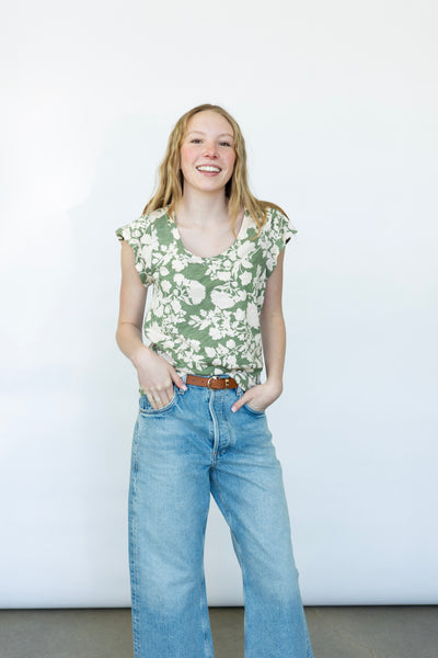 Green floral t-shirt