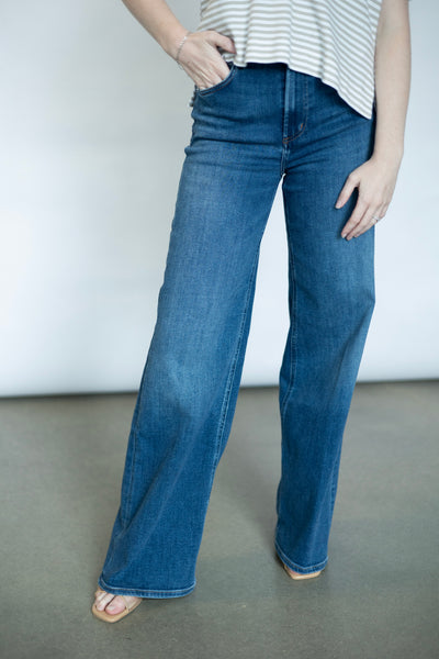 Long inseam dark wash jeans