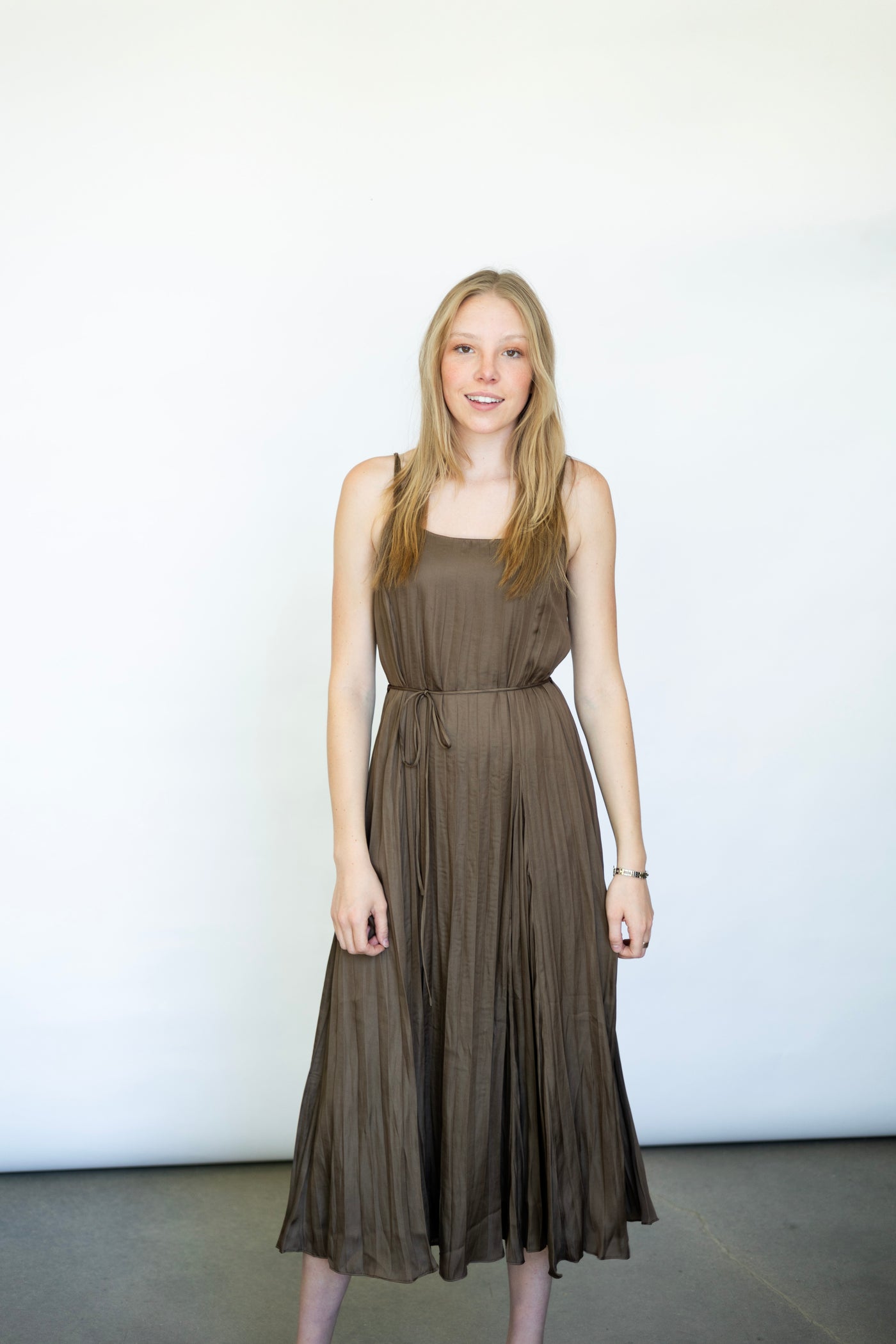 Pleated Sleeveless Maxi Dress