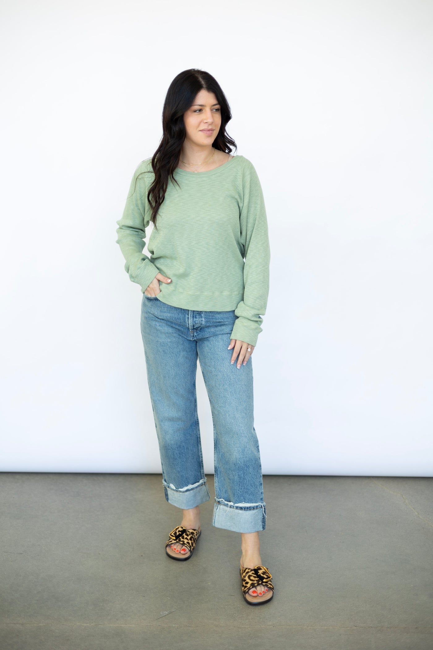 Casual wide shoulder sweater