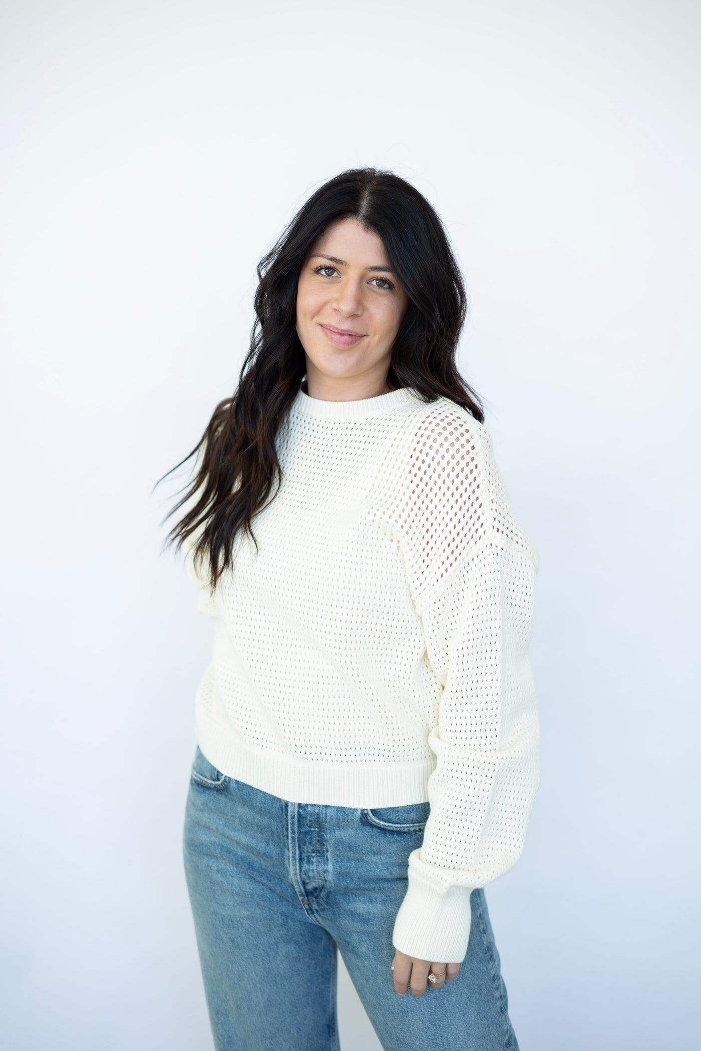 Women's open knit sweater