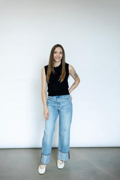 Knitted collared tank for women