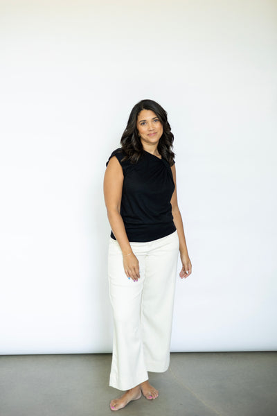 Elevated twisted shoulder tee