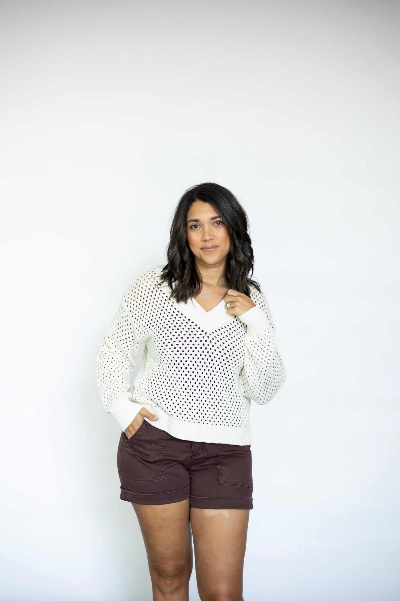 Women's open knit sweater