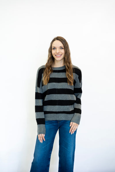 Stripe Crew Long Sleeve Knit Sweater