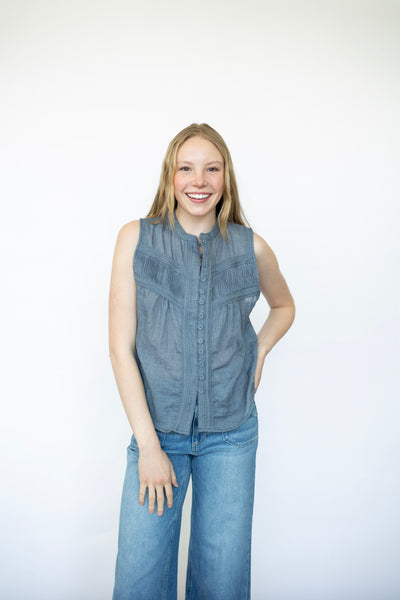 Women's denim button down tank