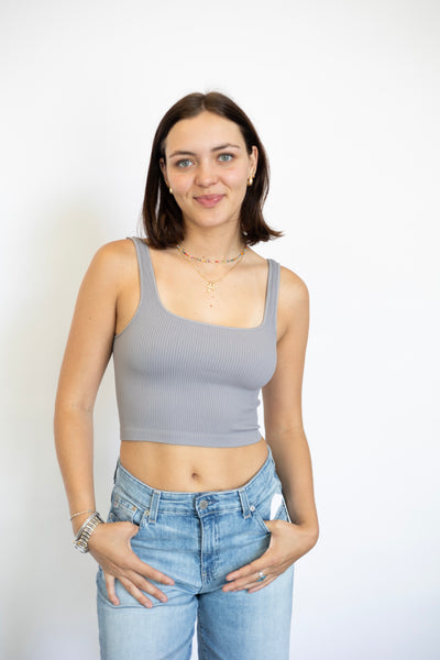 Ribbed Square Neck Crop