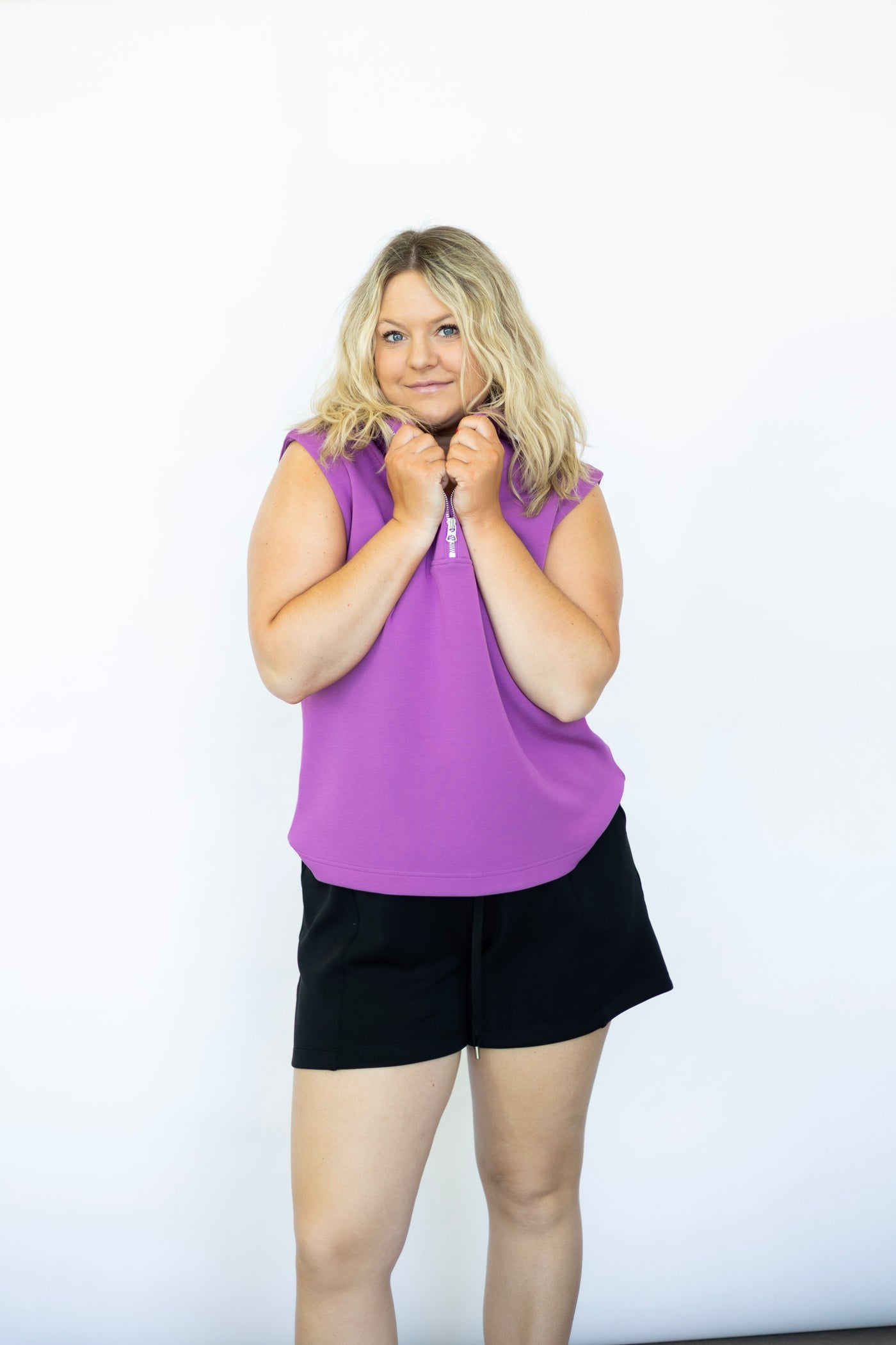 Purple sleeveless sweatshirt