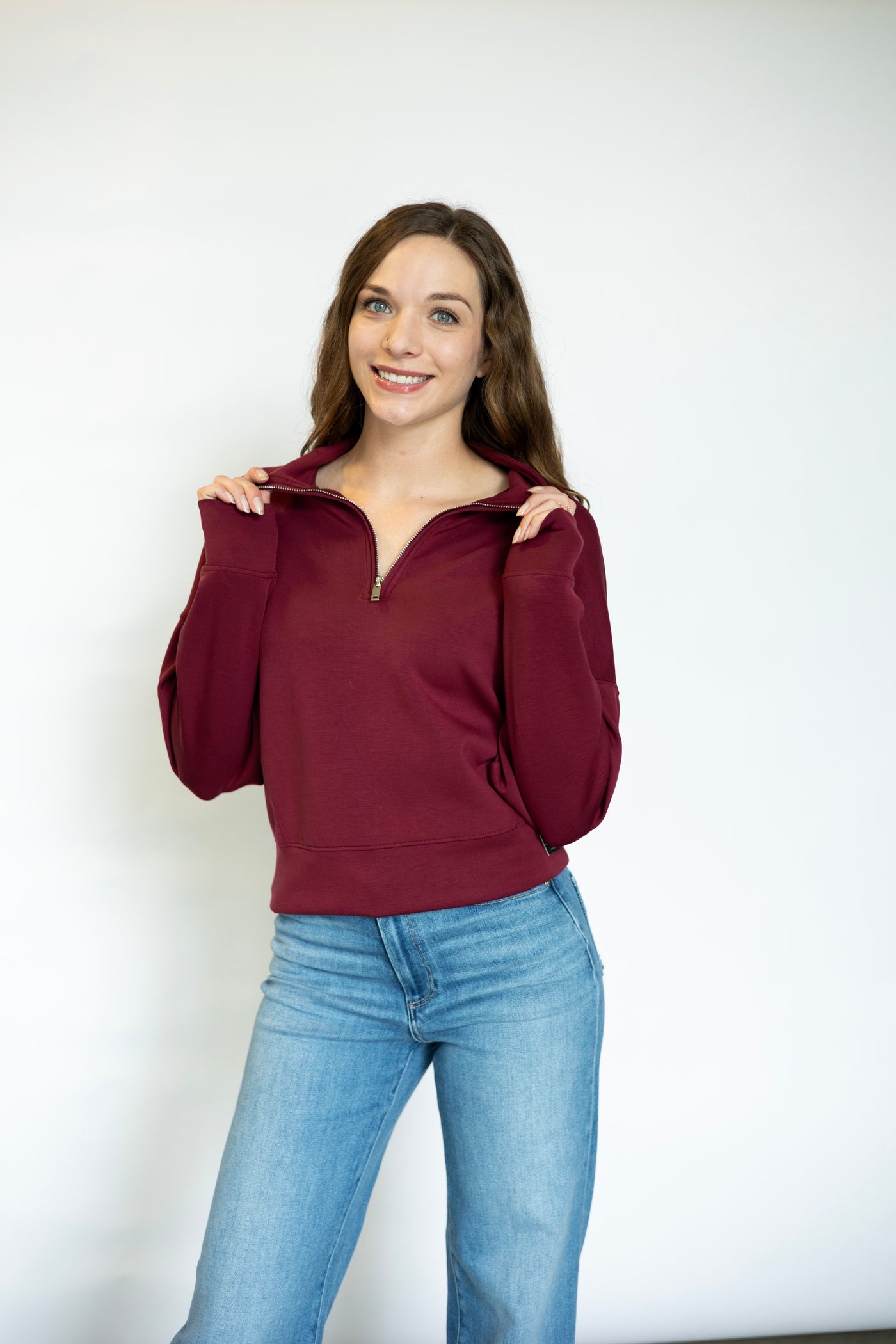 Mailyn Soft Knit LS Mockneck Half Zip