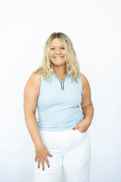 Baby blue collared sports tank