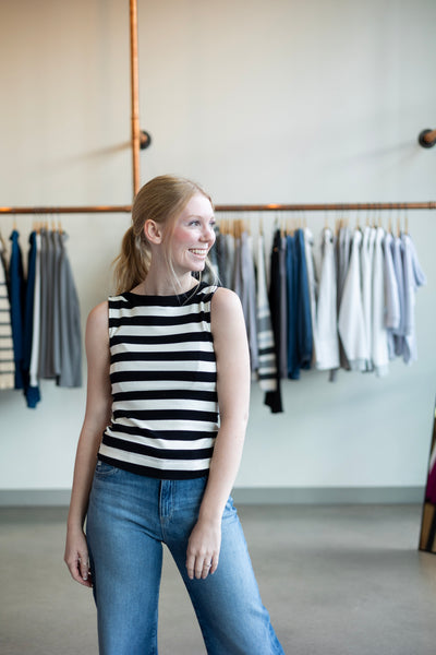 Sure Thing Stripe Boat Neck Tank