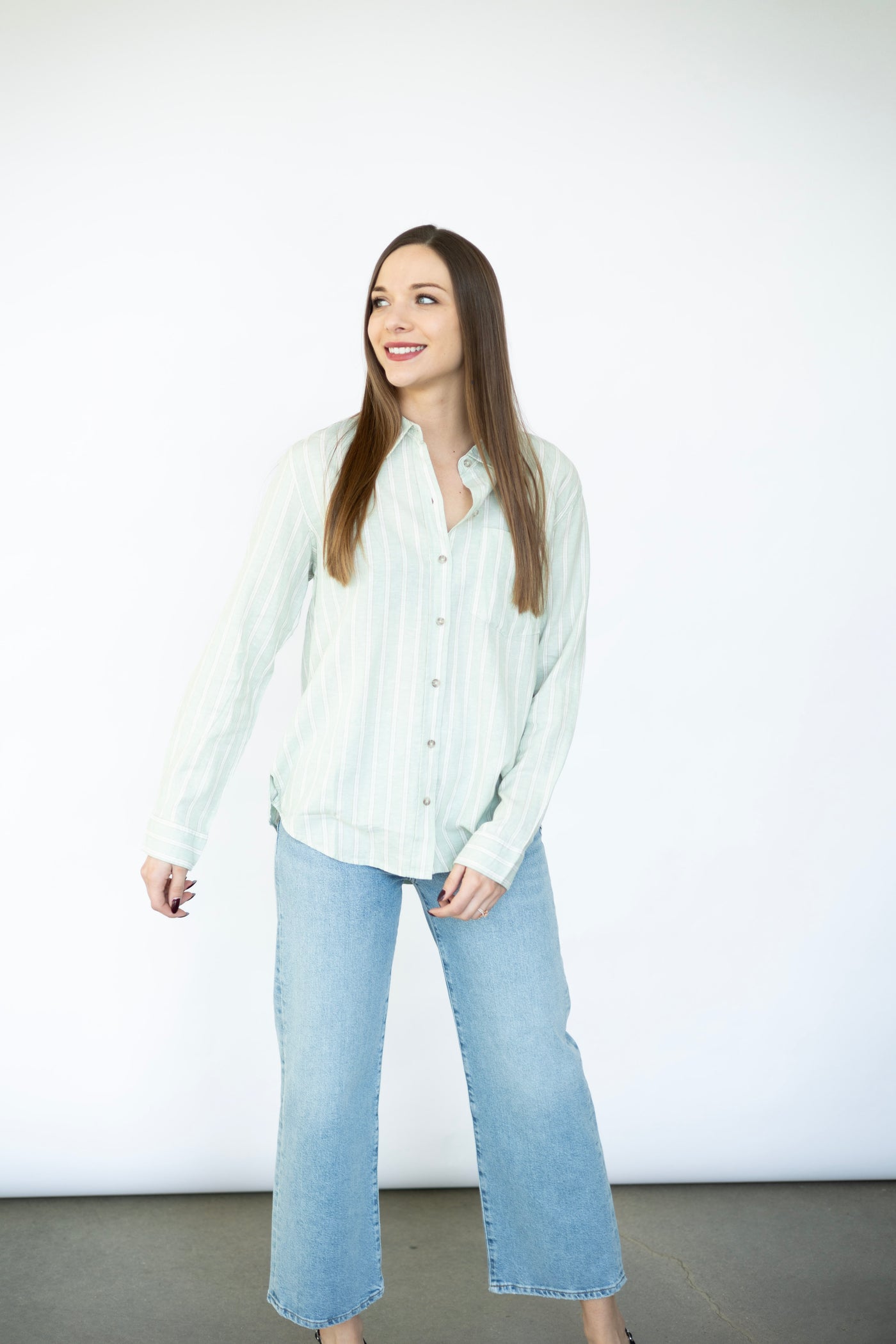 Women's pastel button down