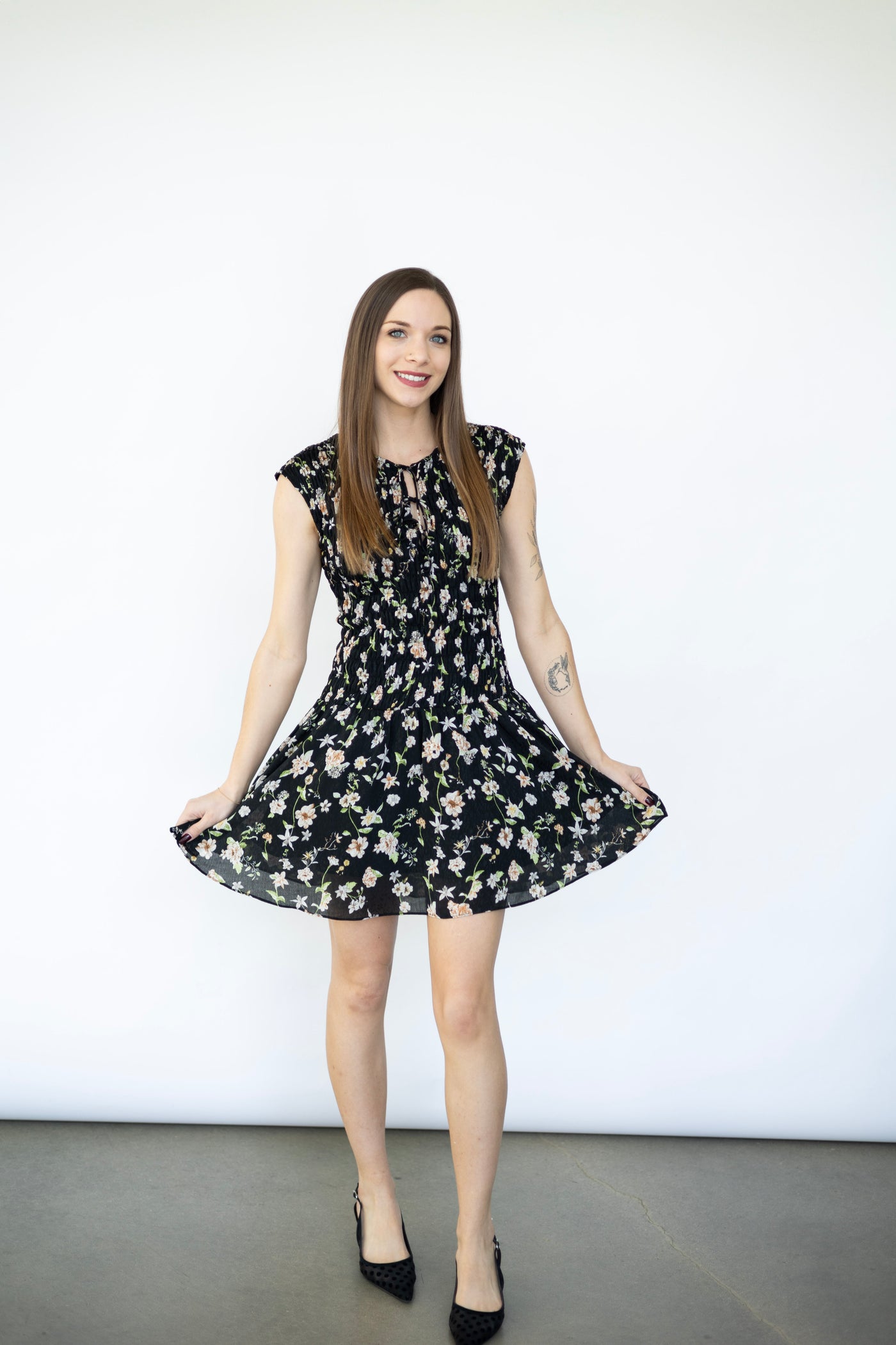 Short, floral dress for women