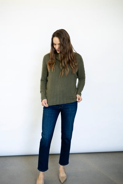 Turtle Cowl Neck Long Dolman Sleeve Top