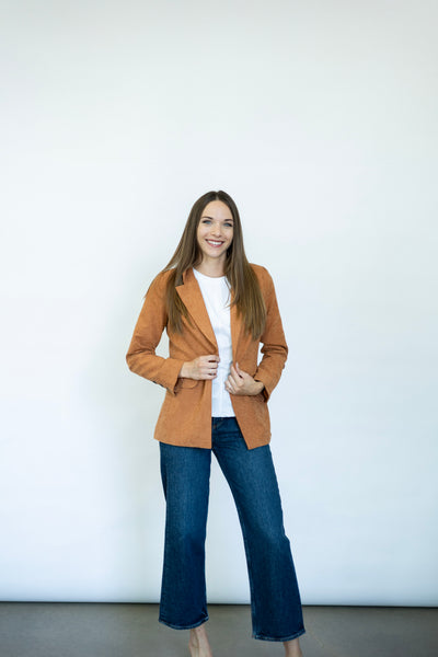 Orange, vintage washed, blazer for women