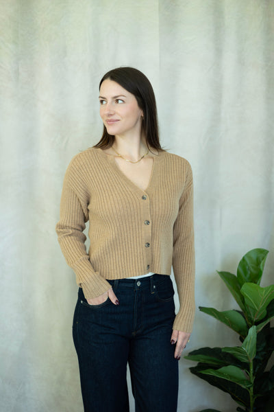 Ribbed tan cardigan