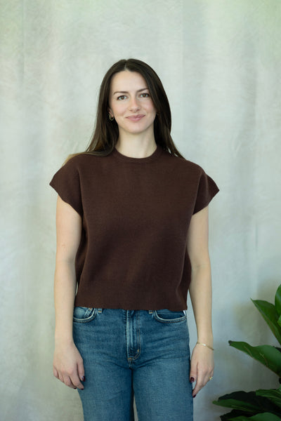 Cap sleeves brown sweater