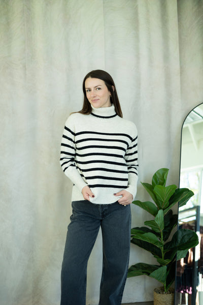 Striped turtleneck sweater