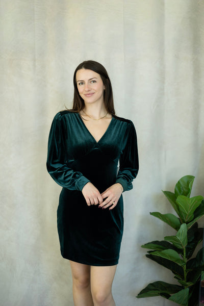 Deep V-Neck Velvet Mini Dress