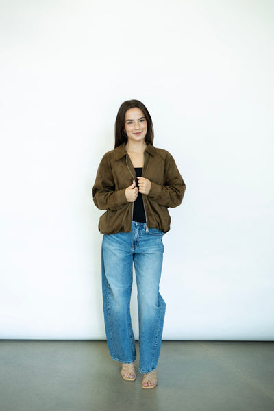 Suede bomber jacket