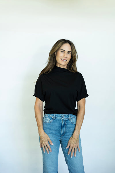 Mock neck half sleeve top