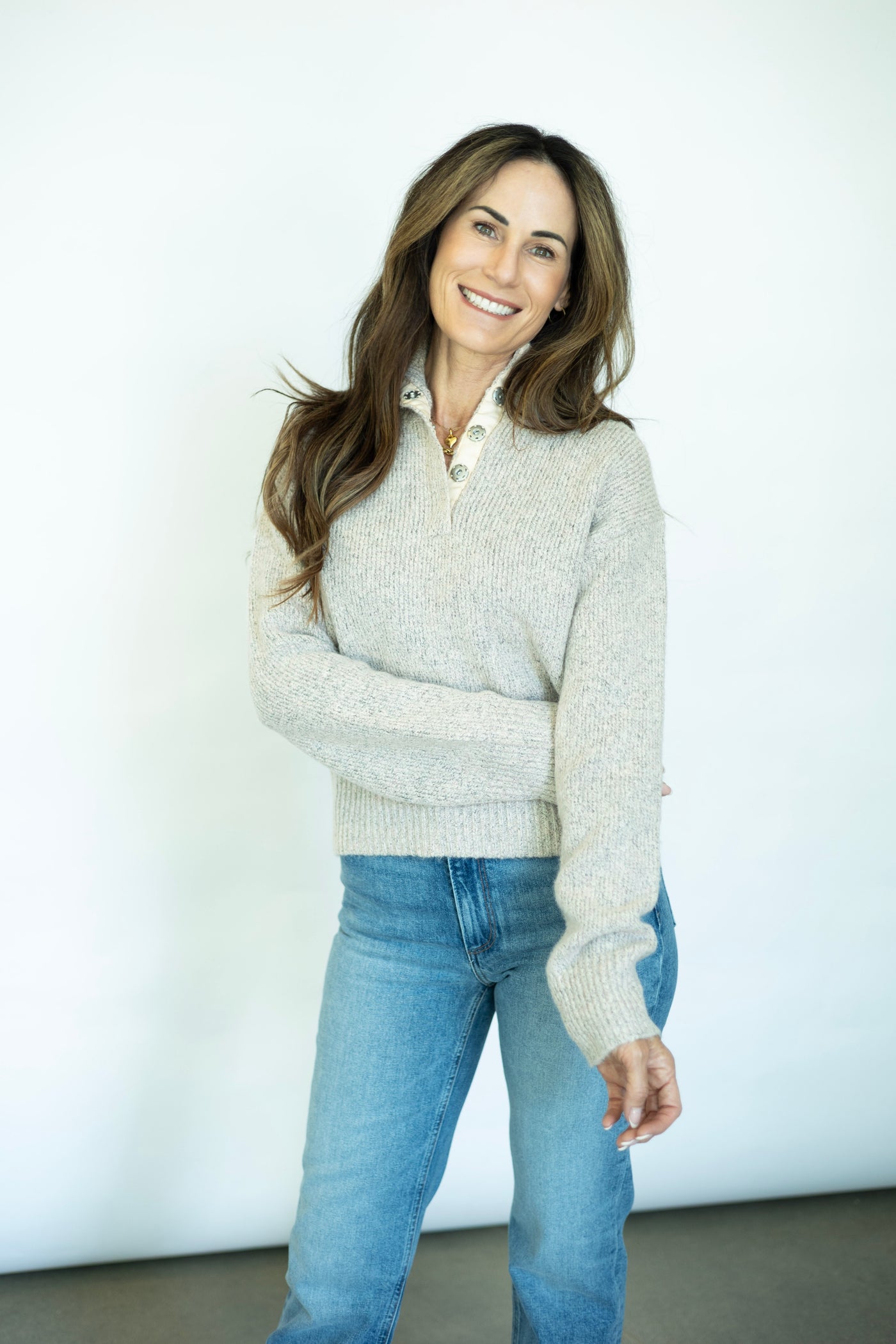 Light pink ski sweater for women