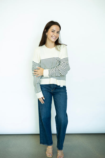 Black striped light sweater