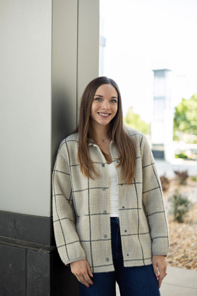Cream plaid shacket
