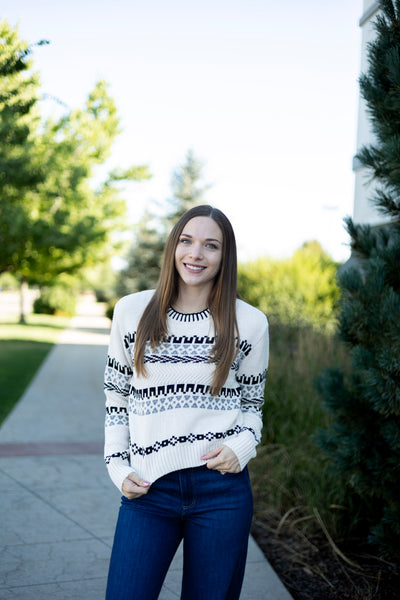 Aztec print women's sweater