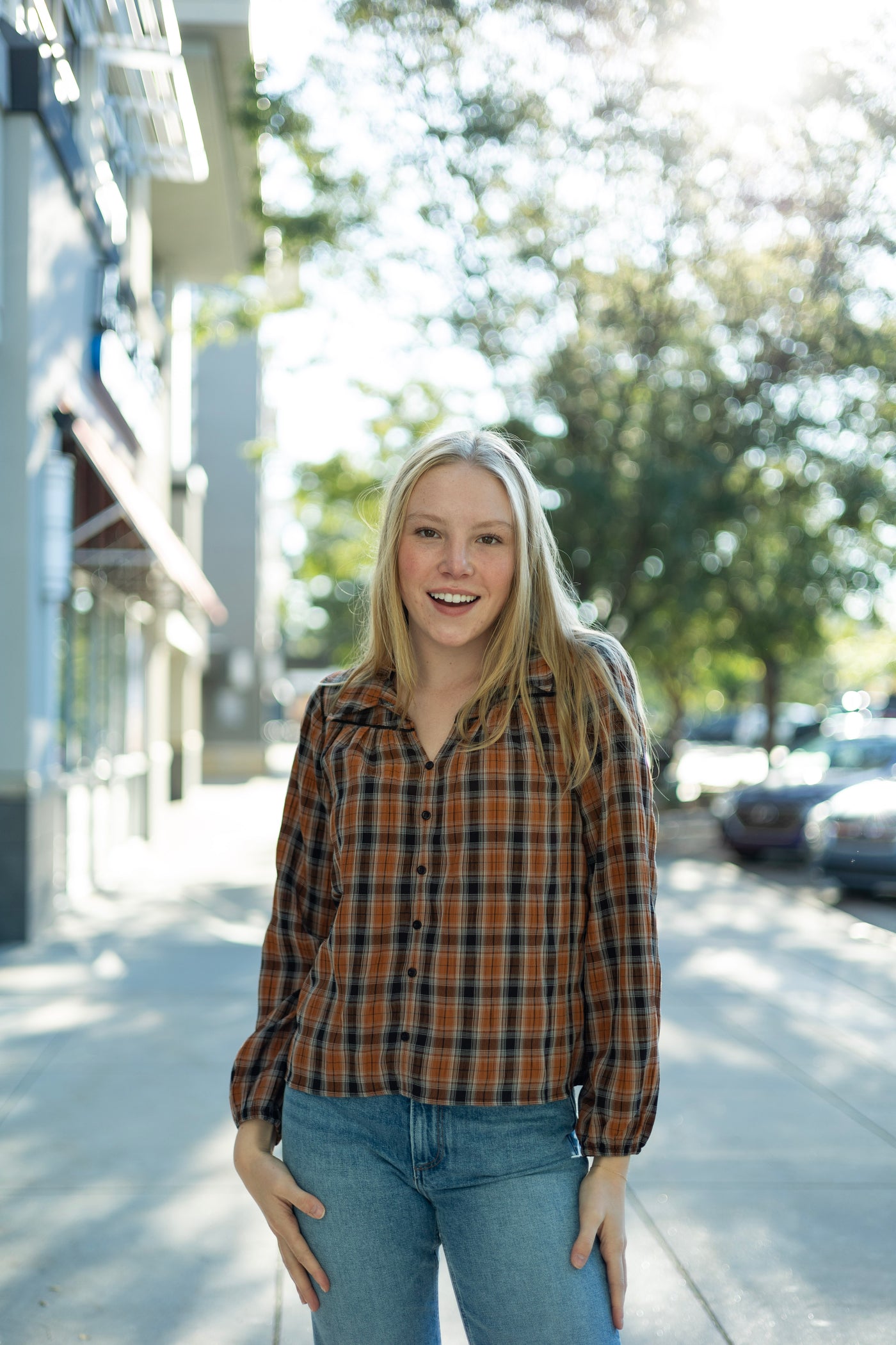 Button Down Plaid Top