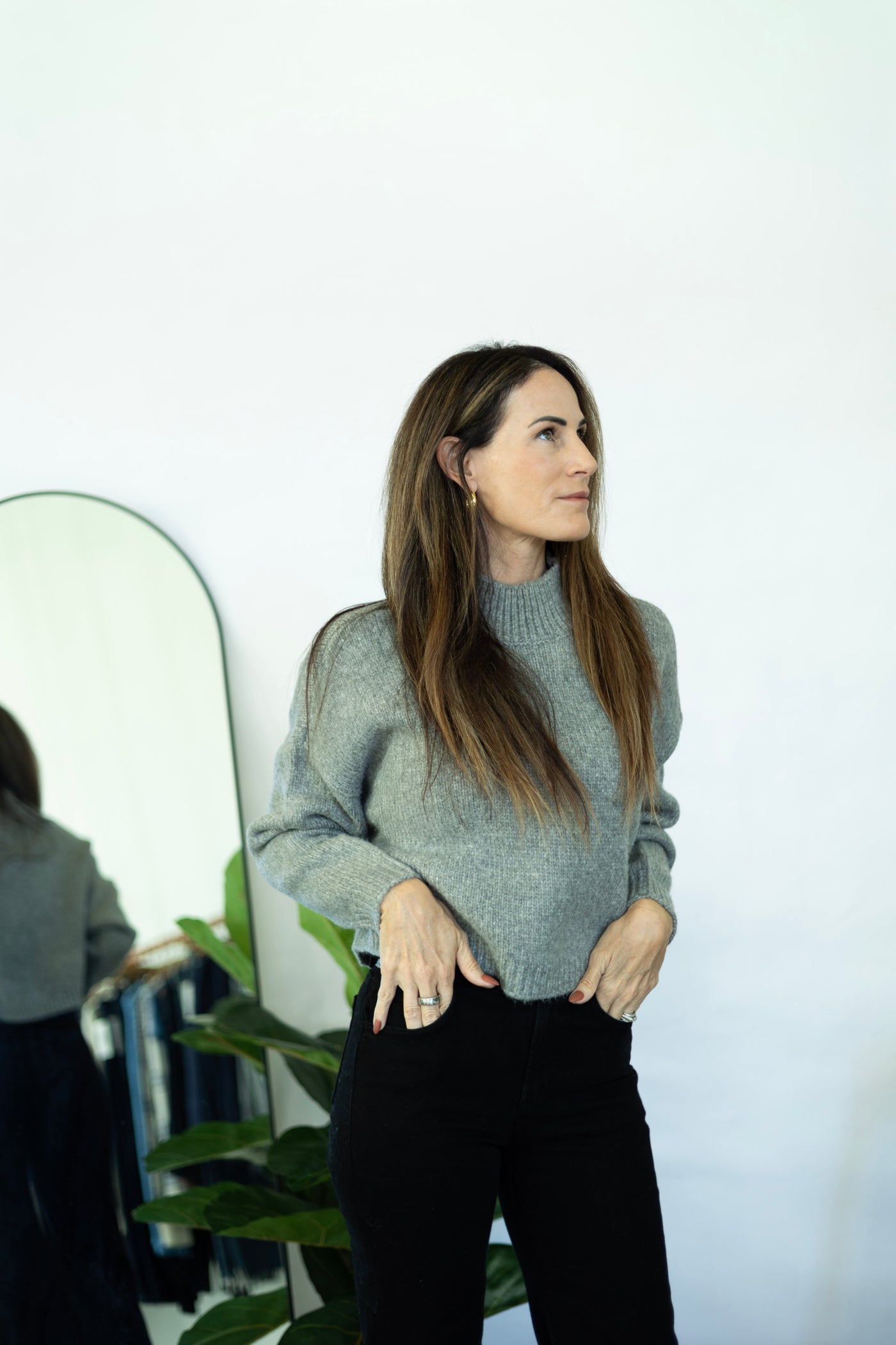 Gray mock neck sweater