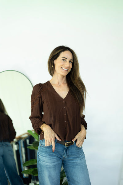 Brown textured blouse