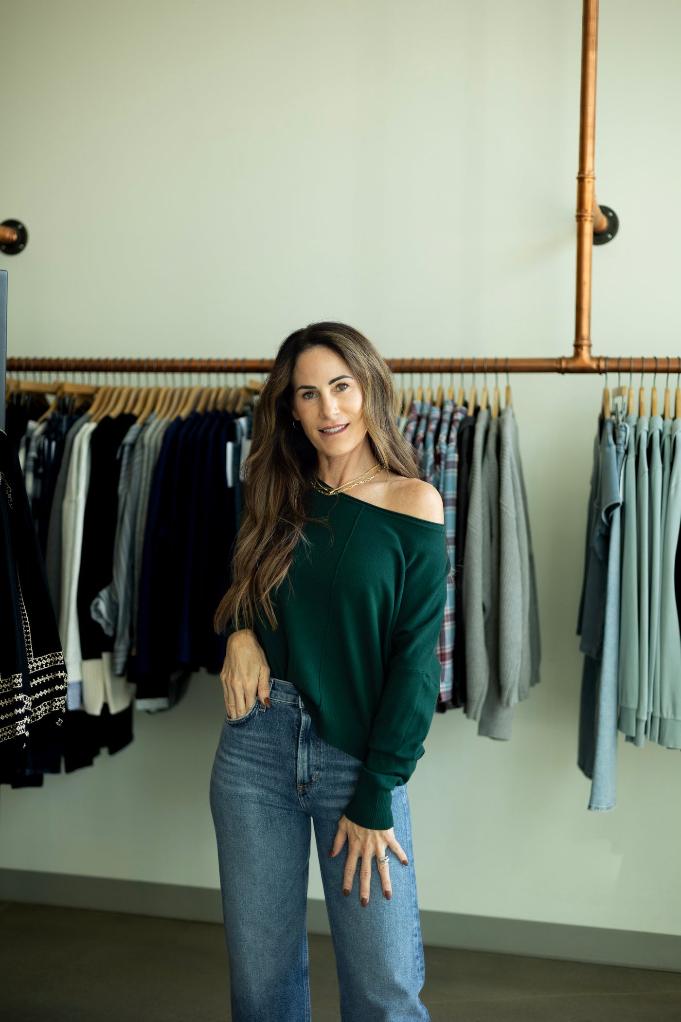 Lightweight, dark green sweater