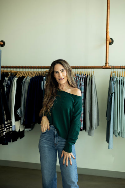 Lightweight, dark green sweater