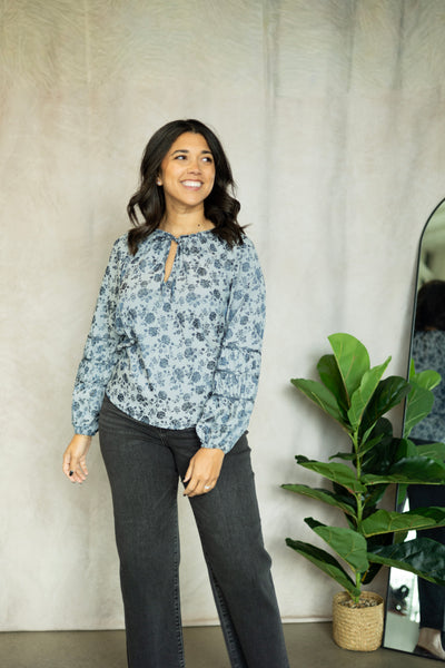 L/S Split Neck Raglan Blouse