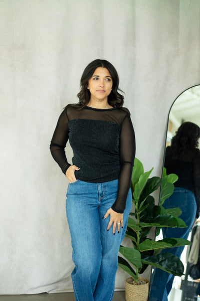 Sparkle Mesh Crew Tee