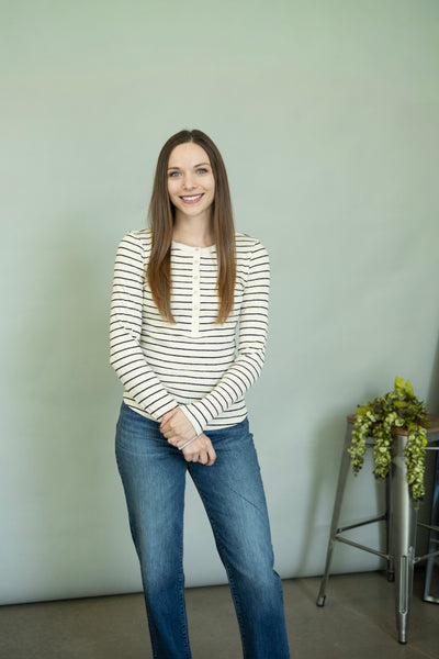Striped long sleeve shirt for women
