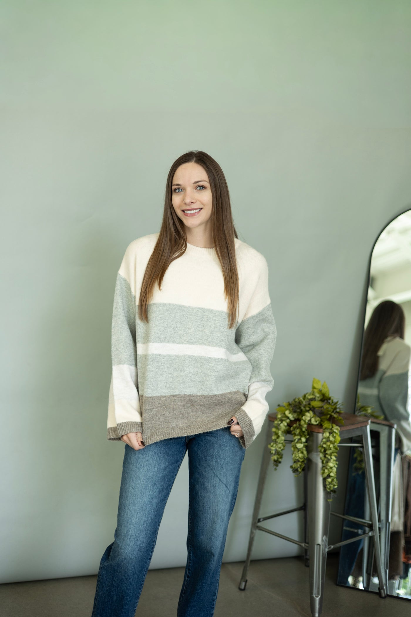 Oversized, color block sweater for women