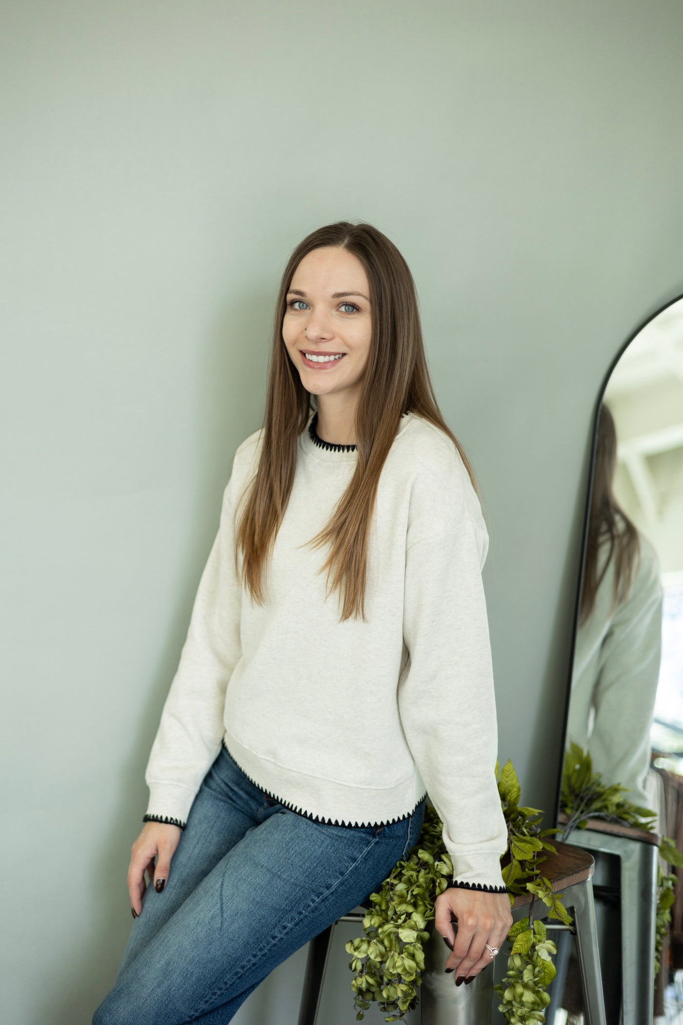 Elevated crew neck sweater for women
