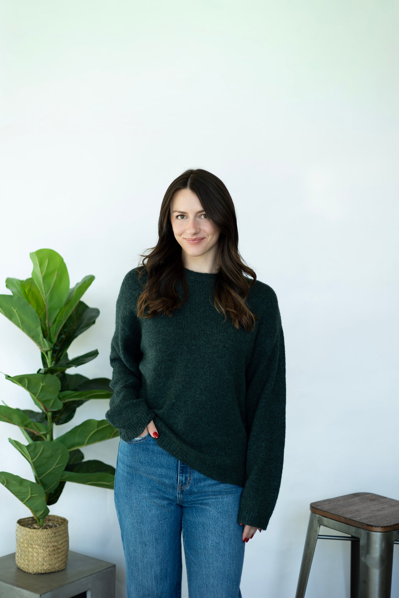 Oversized green sweater for women