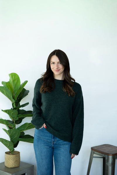 Oversized green sweater for women