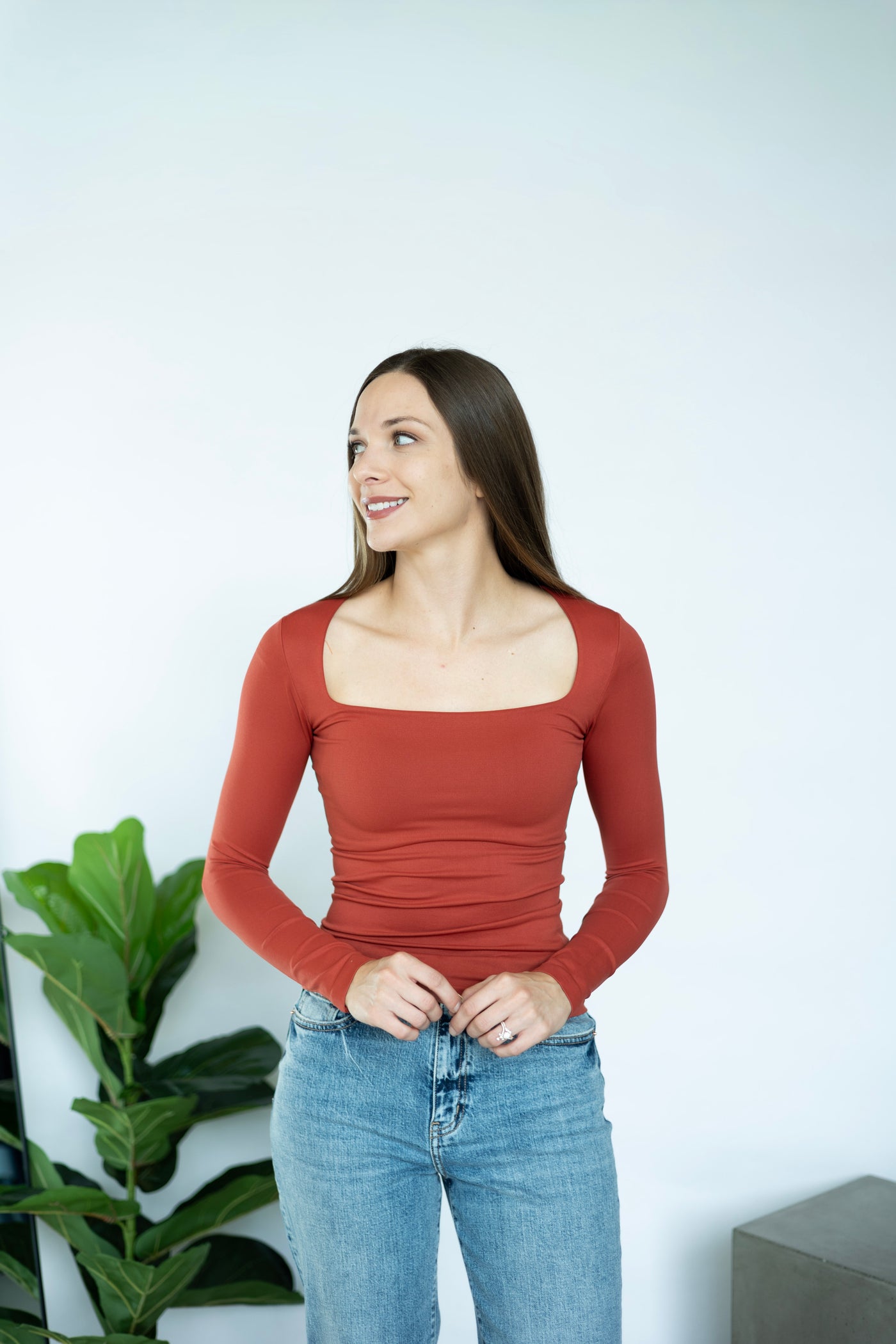 Clean Line Square Neck LS Top