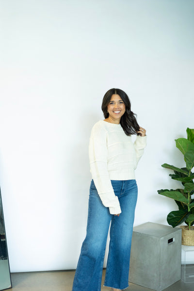 Cassi Textured Shadow Stripe Sweater