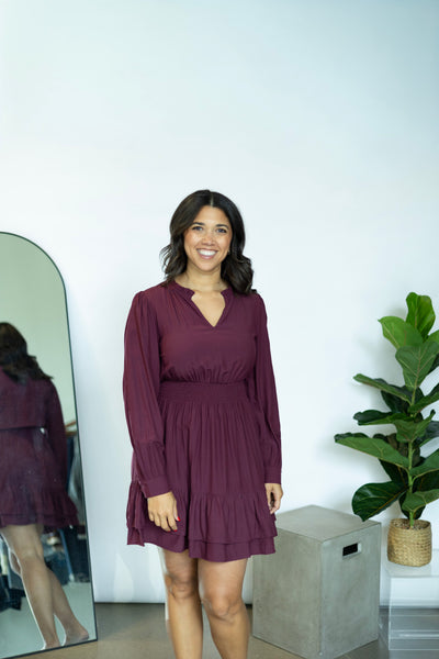 Long sleeve purple dress
