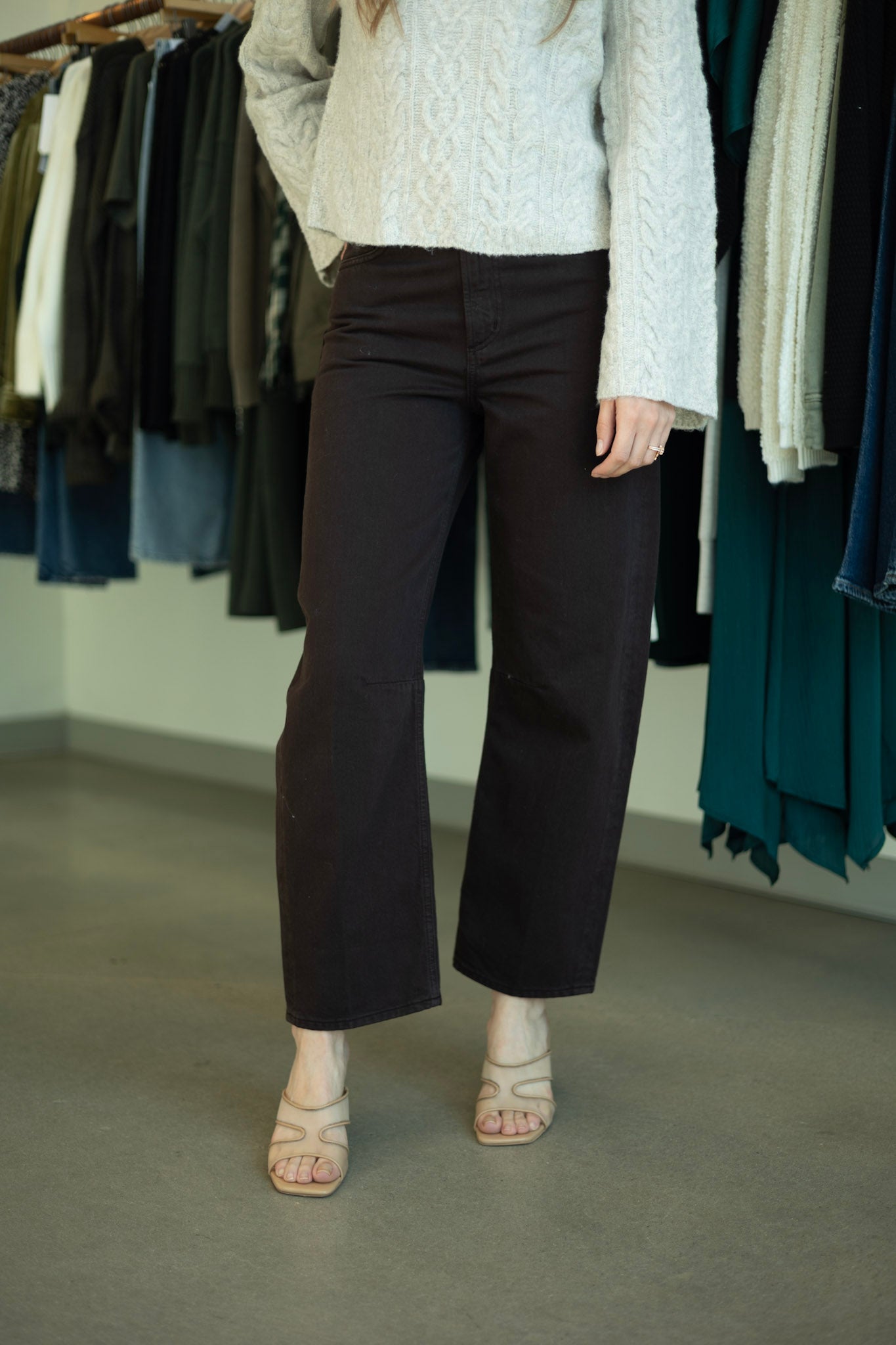 Brown barrel leg jean