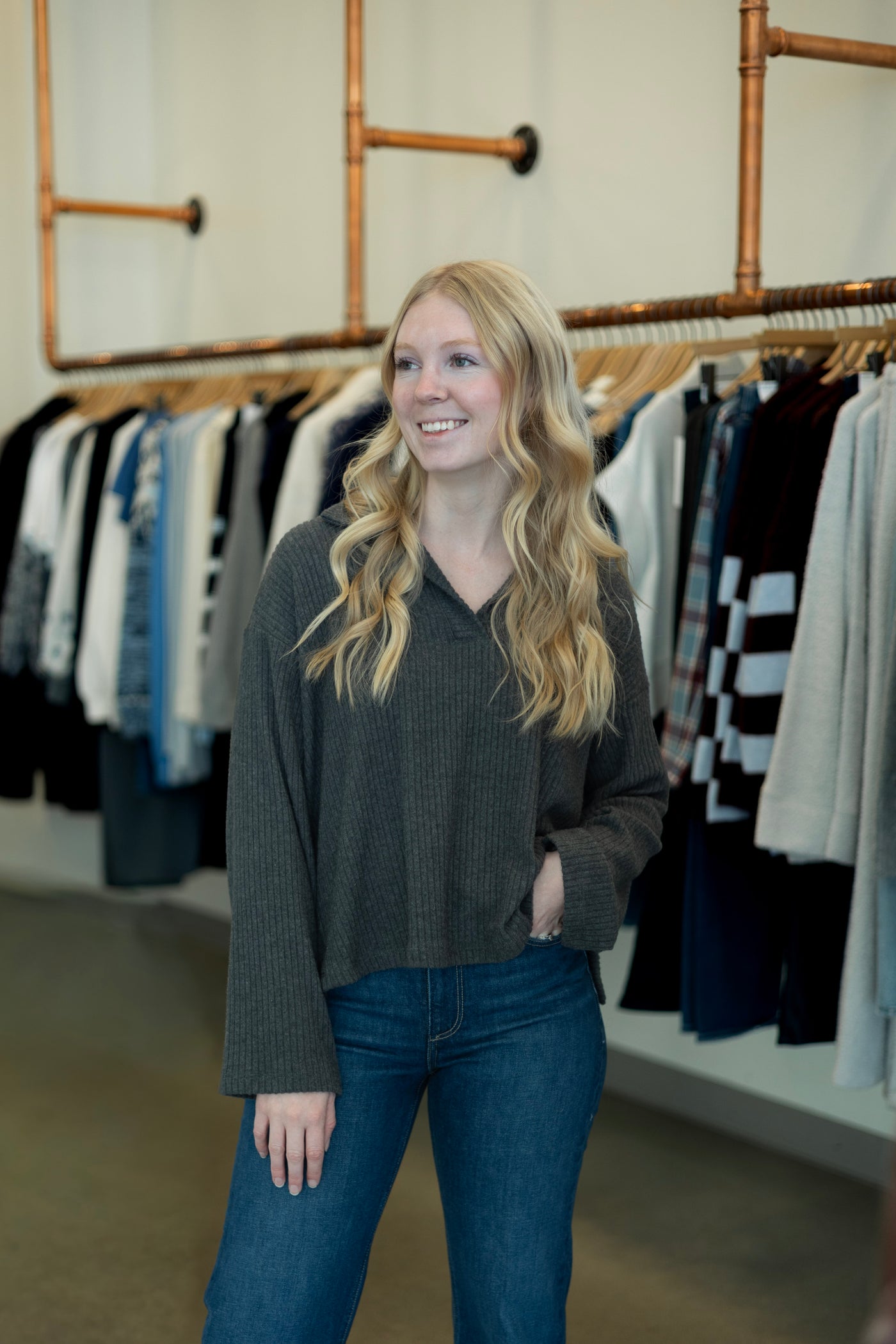 Cozy, ribbed, casual long sleeve 