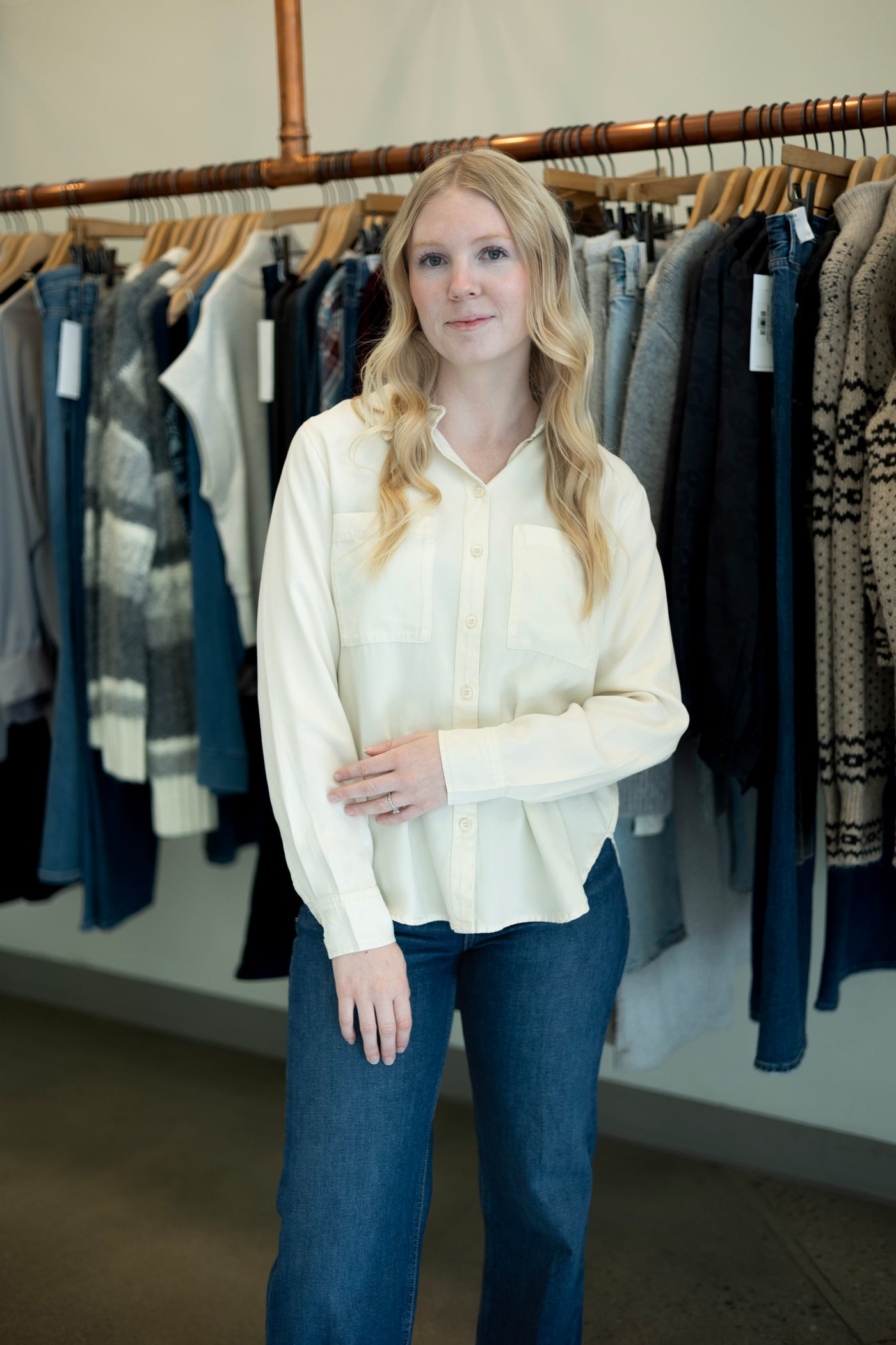 Tencel button down shirt for women