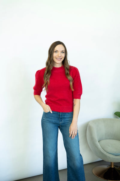Vibrant red half sleeve sweater