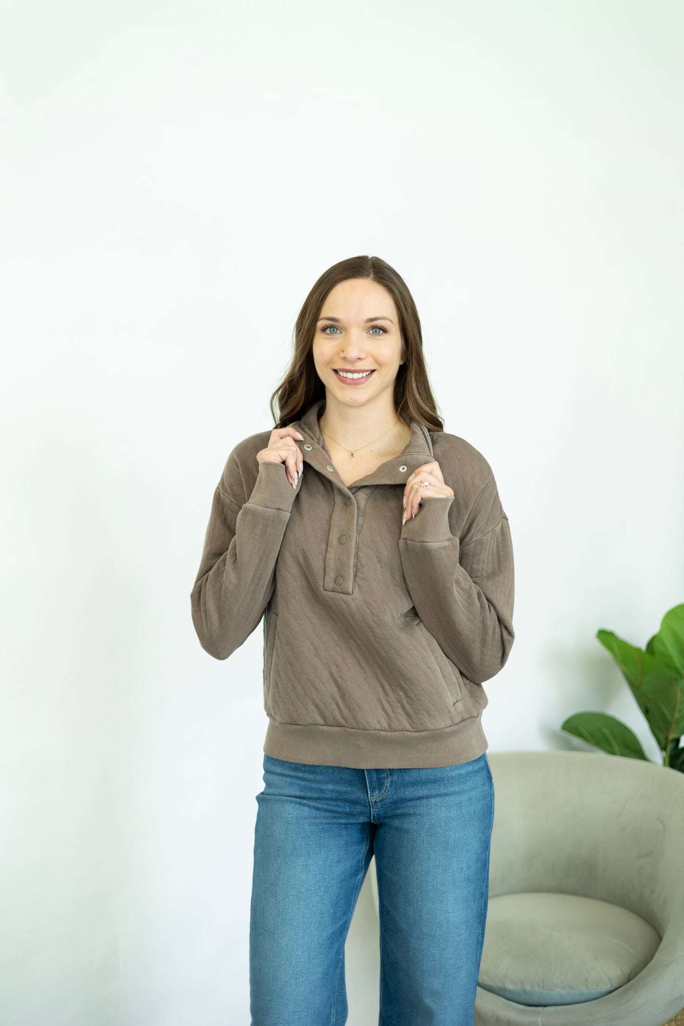 Quilted pullover for women