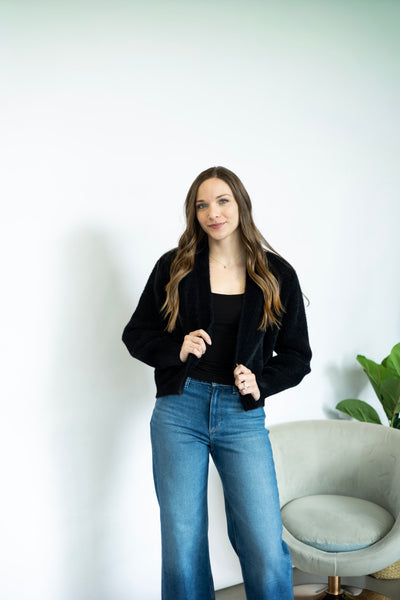 Black eyelash cardigan